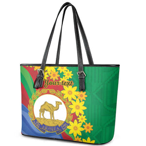 Afro Eritrea New Year Personalized Leather Tote Bag Enkutatash Adey Abeba Flower Art