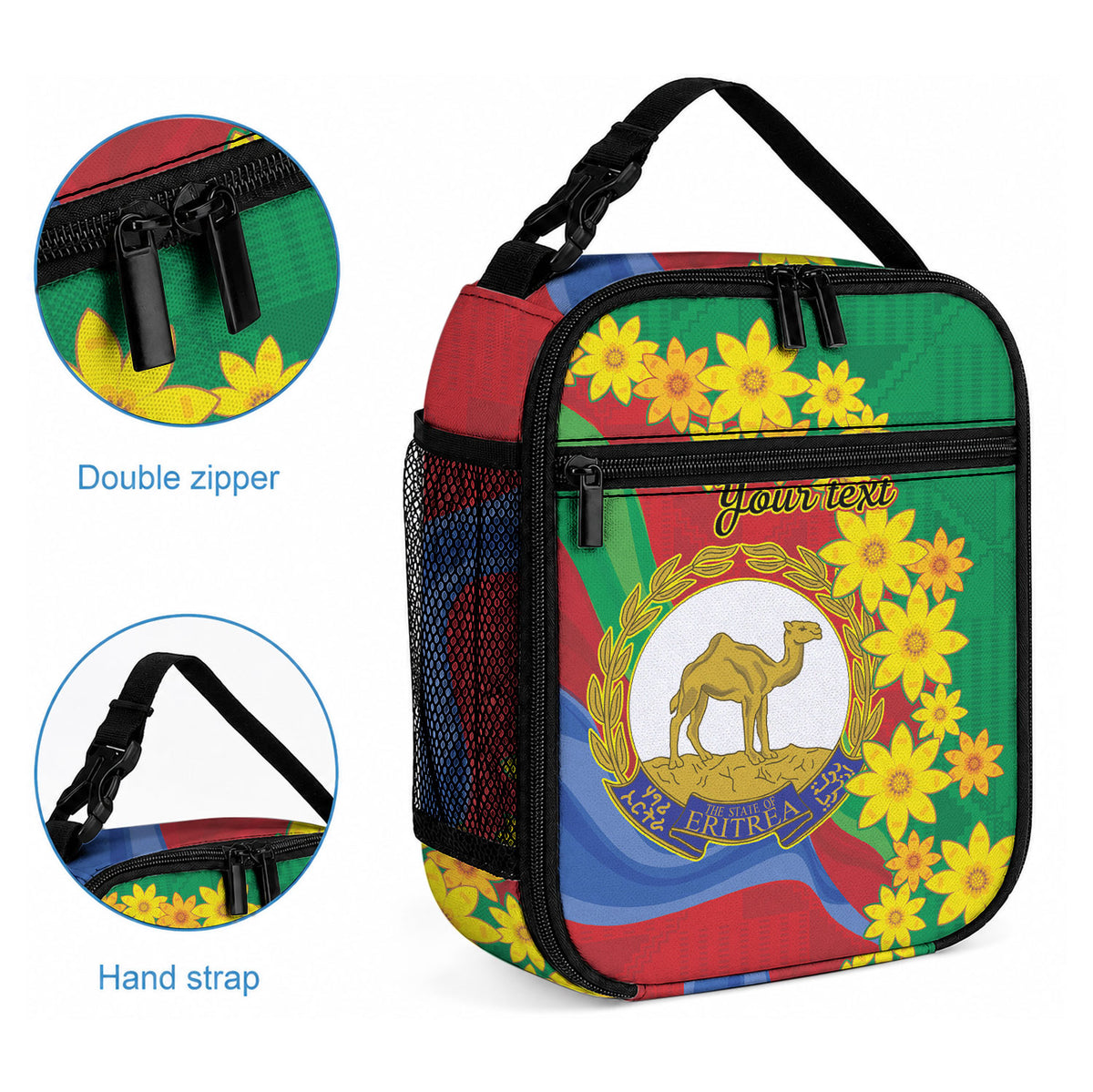 Afro Eritrea New Year Personalized Lunch Bag Enkutatash Adey Abeba Flower Art