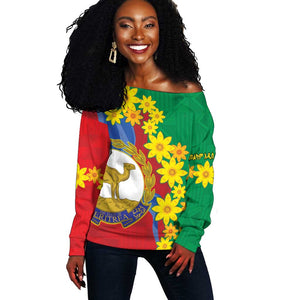 Afro Eritrea New Year Personalized Off Shoulder Sweater Enkutatash Adey Abeba Flower Art