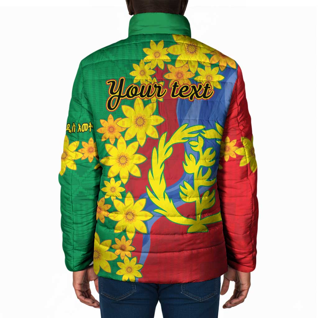 Afro Eritrea New Year Personalized Padded Jacket Enkutatash Adey Abeba Flower Art