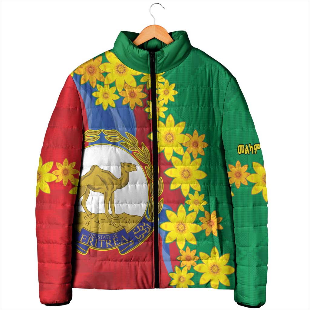 Afro Eritrea New Year Personalized Padded Jacket Enkutatash Adey Abeba Flower Art