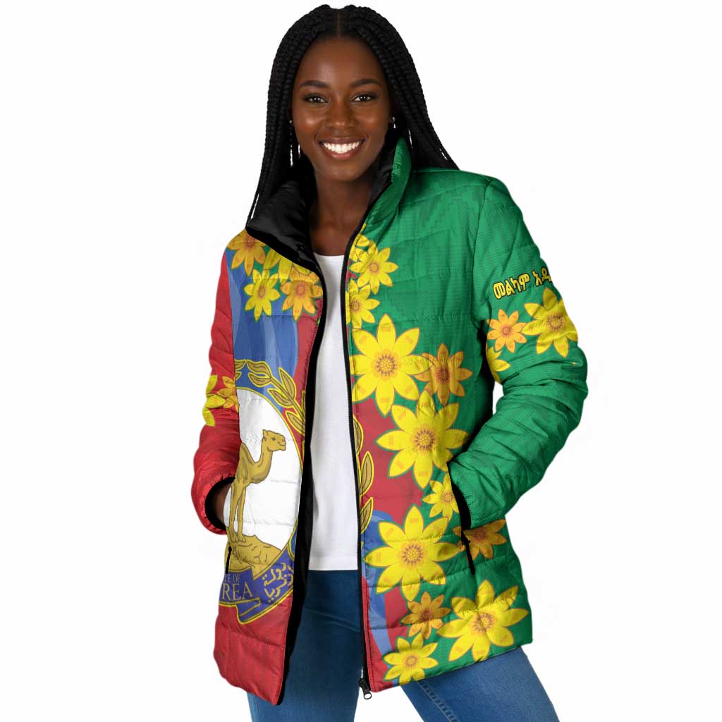 Afro Eritrea New Year Personalized Padded Jacket Enkutatash Adey Abeba Flower Art