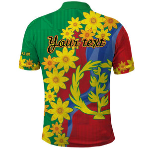 Afro Eritrea New Year Personalized Polo Shirt Enkutatash Adey Abeba Flower Art