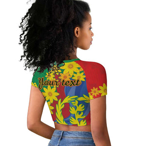 Afro Eritrea New Year Personalized Raglan Cropped T shirt Enkutatash Adey Abeba Flower Art