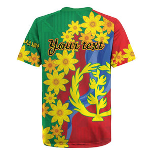 Afro Eritrea New Year Personalized Rugby Jersey Enkutatash Adey Abeba Flower Art