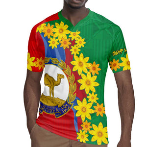 Afro Eritrea New Year Personalized Rugby Jersey Enkutatash Adey Abeba Flower Art