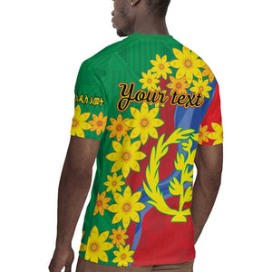 Afro Eritrea New Year Personalized Rugby Jersey Enkutatash Adey Abeba Flower Art