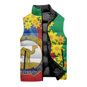 Afro Eritrea New Year Personalized Sleeveless Puffer Jacket Enkutatash Adey Abeba Flower Art