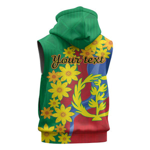 Afro Eritrea New Year Personalized Sleeveless Zip Hoodie Enkutatash Adey Abeba Flower Art - African Pride
