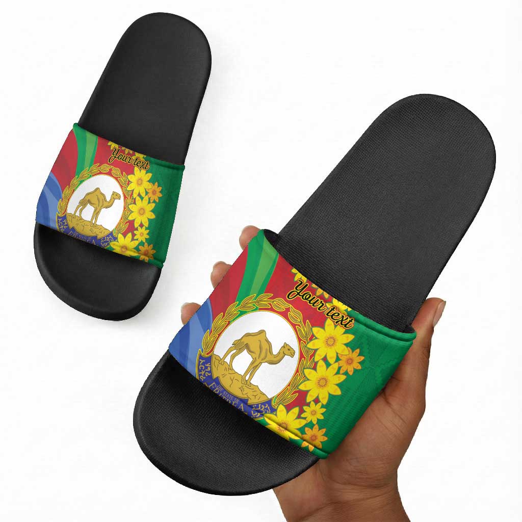 Afro Eritrea New Year Personalized Slide Sandals Enkutatash Adey Abeba Flower Art