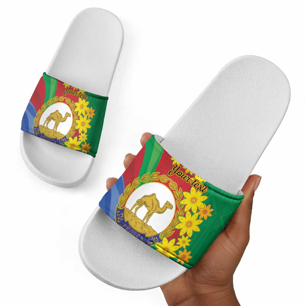 Afro Eritrea New Year Personalized Slide Sandals Enkutatash Adey Abeba Flower Art