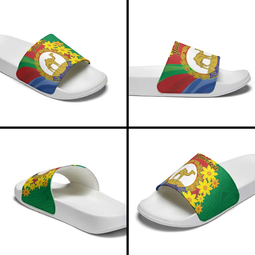 Afro Eritrea New Year Personalized Slide Sandals Enkutatash Adey Abeba Flower Art