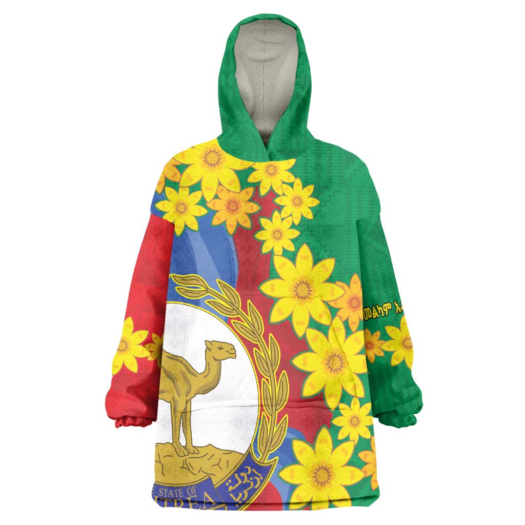 Afro Eritrea New Year Personalized Wearable Blanket Hoodie Enkutatash Adey Abeba Flower Art