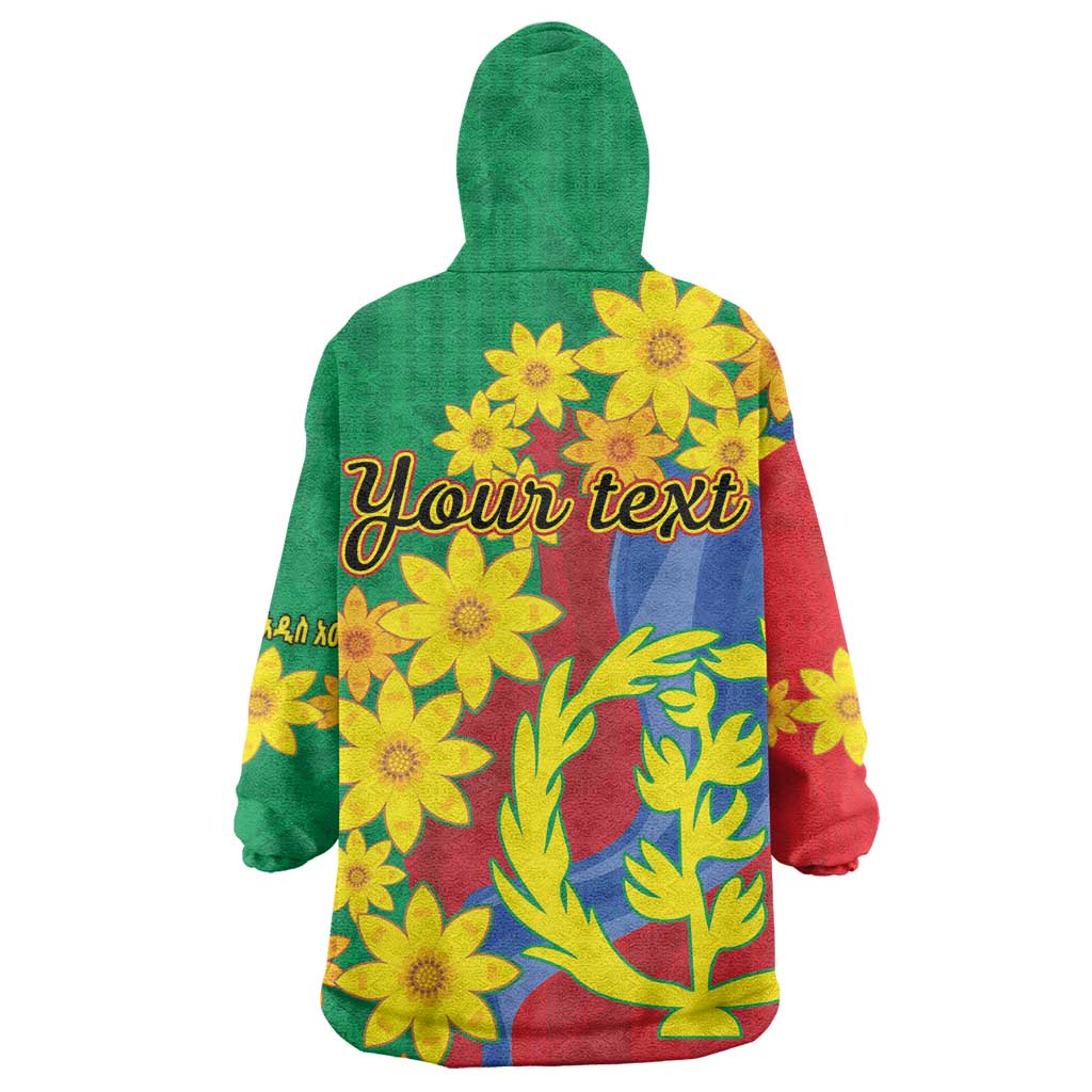 Afro Eritrea New Year Personalized Wearable Blanket Hoodie Enkutatash Adey Abeba Flower Art