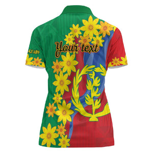 Afro Eritrea New Year Personalized Women Polo Shirt Enkutatash Adey Abeba Flower Art