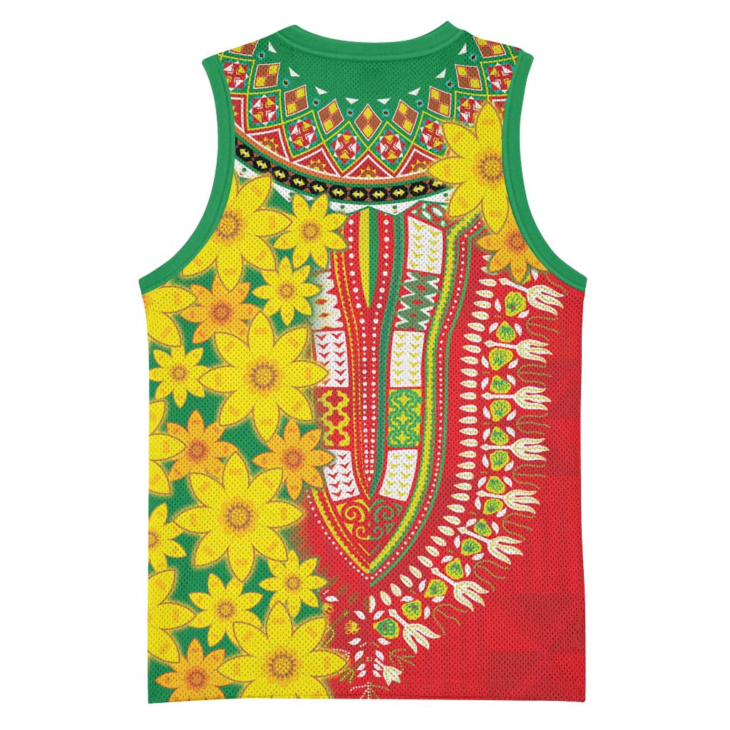 Afro Ethiopian New Year Basketball Jersey Enkutatash Adey Abeba Flower Art LT9