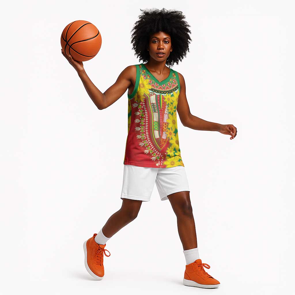 Afro Ethiopian New Year Basketball Jersey Enkutatash Adey Abeba Flower Art LT9