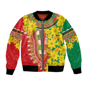 Afro Ethiopian New Year Bomber Jacket Enkutatash Adey Abeba Flower Art