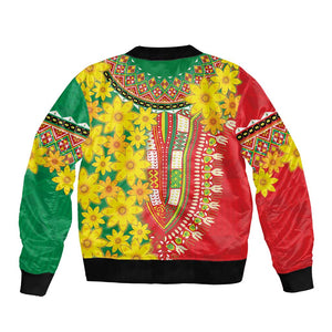 Afro Ethiopian New Year Bomber Jacket Enkutatash Adey Abeba Flower Art