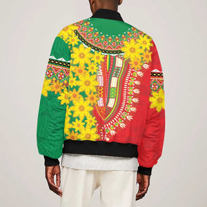 Afro Ethiopian New Year Bomber Jacket Enkutatash Adey Abeba Flower Art