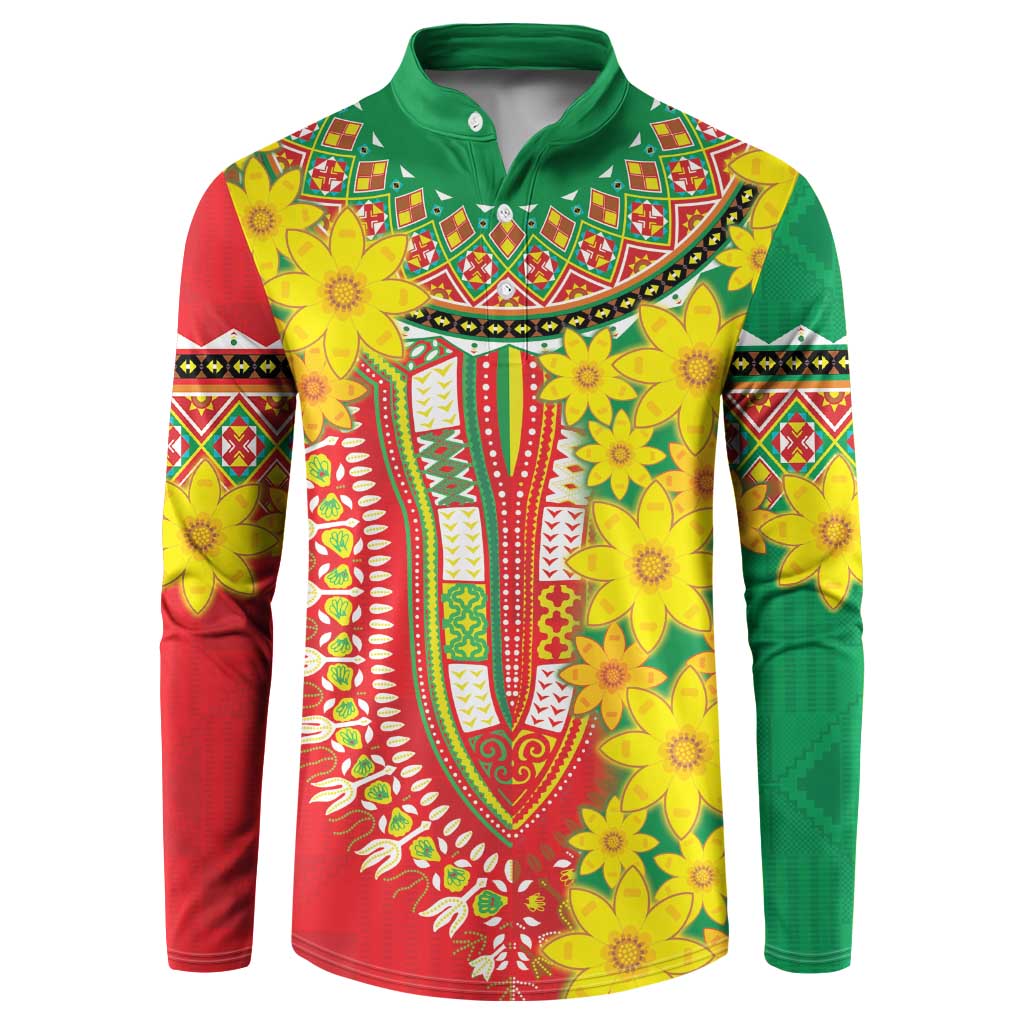 Afro Ethiopian New Year Button Sweatshirt Enkutatash Adey Abeba Flower Art