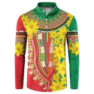 Afro Ethiopian New Year Button Sweatshirt Enkutatash Adey Abeba Flower Art