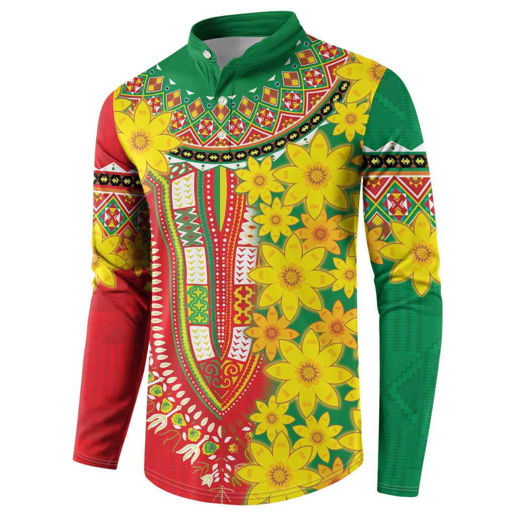 Afro Ethiopian New Year Button Sweatshirt Enkutatash Adey Abeba Flower Art