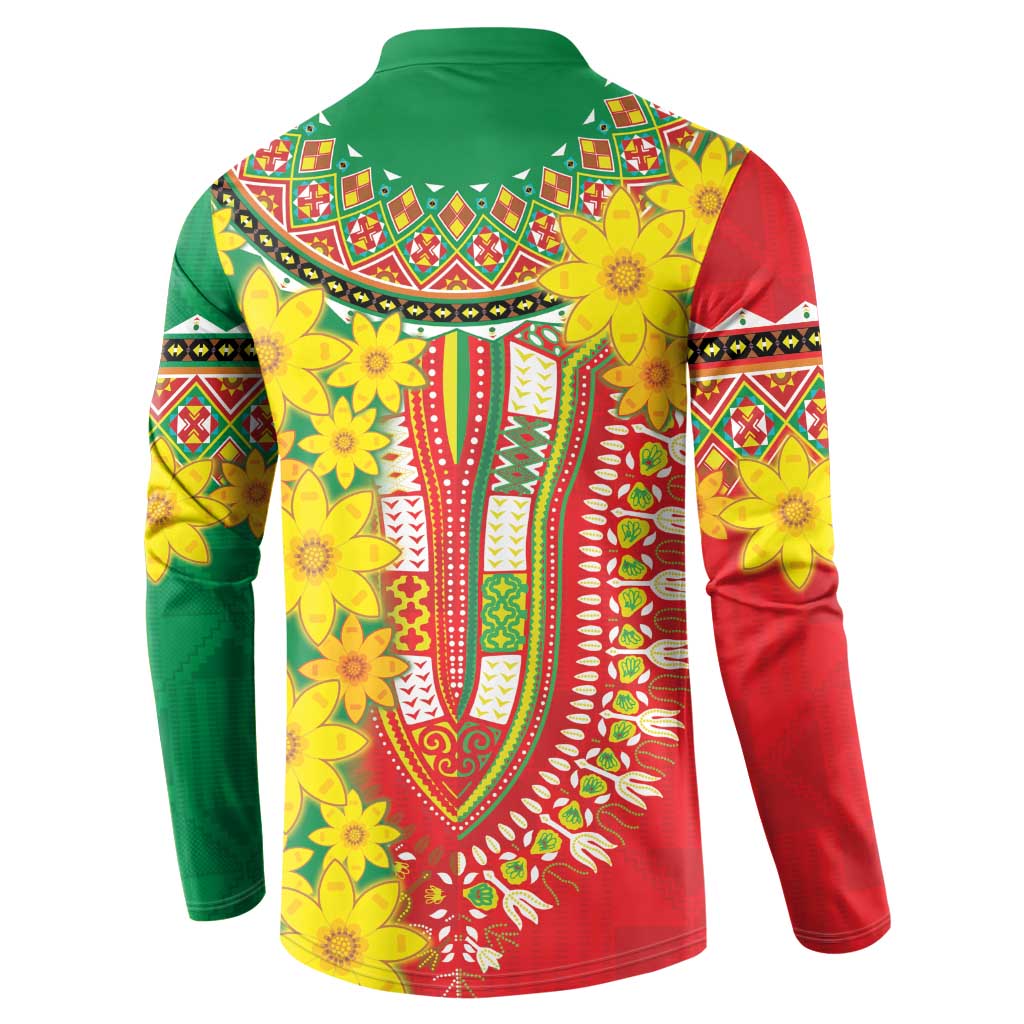 Afro Ethiopian New Year Button Sweatshirt Enkutatash Adey Abeba Flower Art