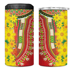 Afro Ethiopian New Year 4 in 1 Can Cooler Tumbler Enkutatash Adey Abeba Flower Art