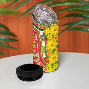 Afro Ethiopian New Year 4 in 1 Can Cooler Tumbler Enkutatash Adey Abeba Flower Art