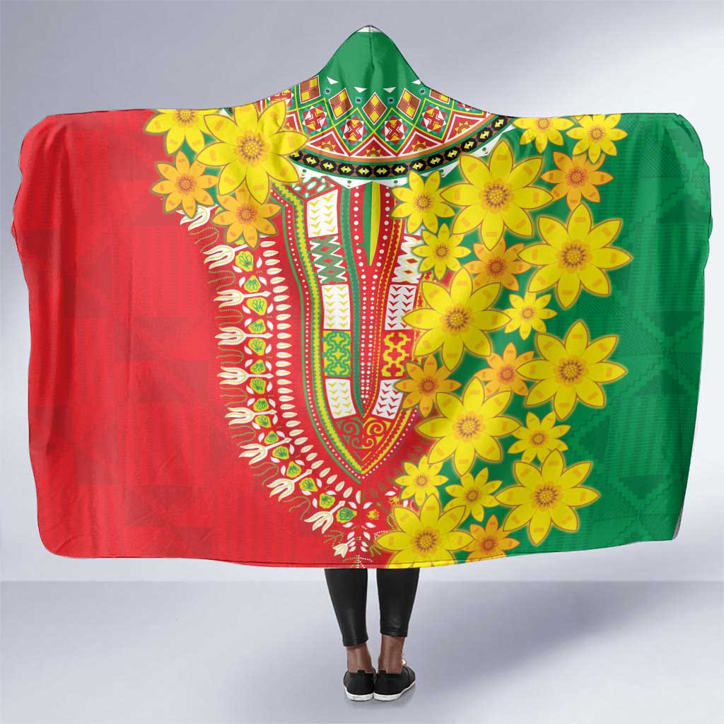 Afro Ethiopian New Year Hooded Blanket Enkutatash Adey Abeba Flower Art