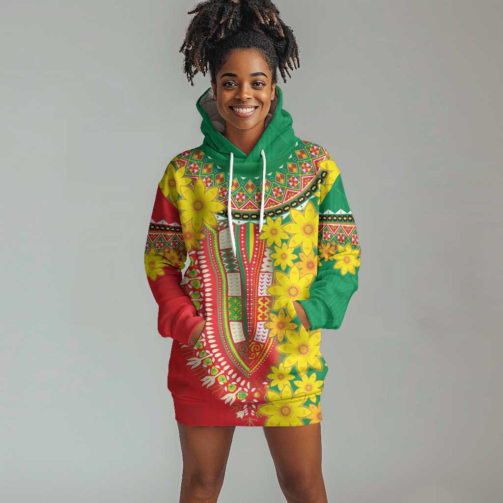 Afro Ethiopian New Year Hoodie Dress Enkutatash Adey Abeba Flower Art