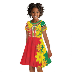 Afro Ethiopian New Year Kid Short Sleeve Dress Enkutatash Adey Abeba Flower Art