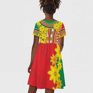 Afro Ethiopian New Year Kid Short Sleeve Dress Enkutatash Adey Abeba Flower Art