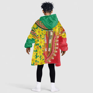 Afro Ethiopian New Year KId Wearable Blanket Hoodie Enkutatash Adey Abeba Flower Art