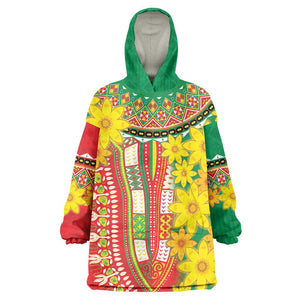 Afro Ethiopian New Year KId Wearable Blanket Hoodie Enkutatash Adey Abeba Flower Art