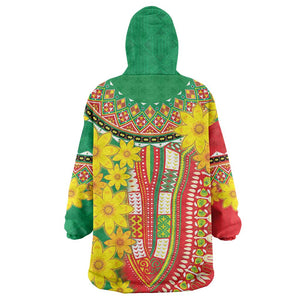 Afro Ethiopian New Year KId Wearable Blanket Hoodie Enkutatash Adey Abeba Flower Art