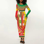 Afro Ethiopian New Year Long Sleeve Bodycon Dress Enkutatash Adey Abeba Flower Art LT9