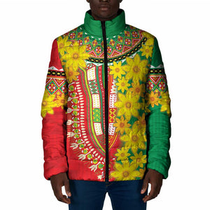 Afro Ethiopian New Year Padded Jacket Enkutatash Adey Abeba Flower Art