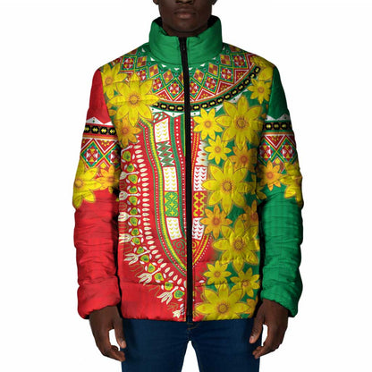 Afro Ethiopian New Year Padded Jacket Enkutatash Adey Abeba Flower Art