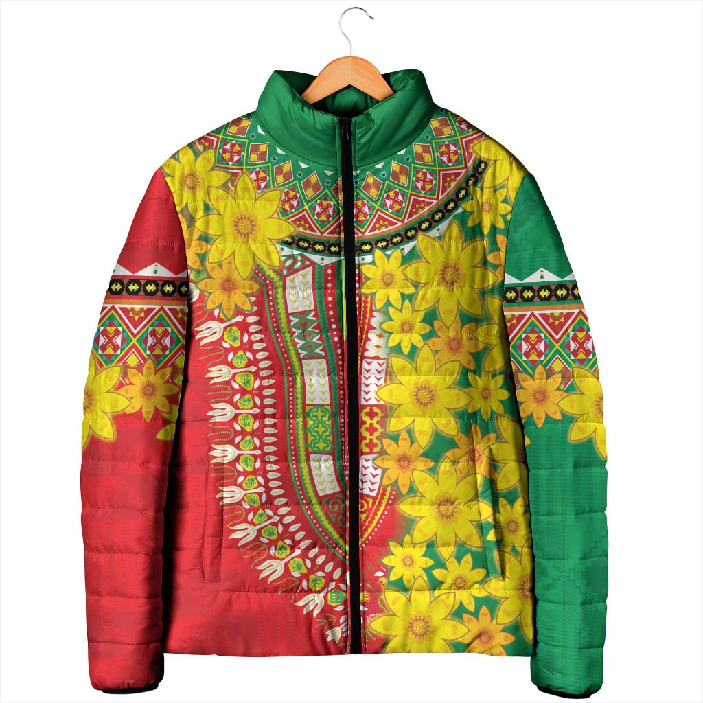 Afro Ethiopian New Year Padded Jacket Enkutatash Adey Abeba Flower Art