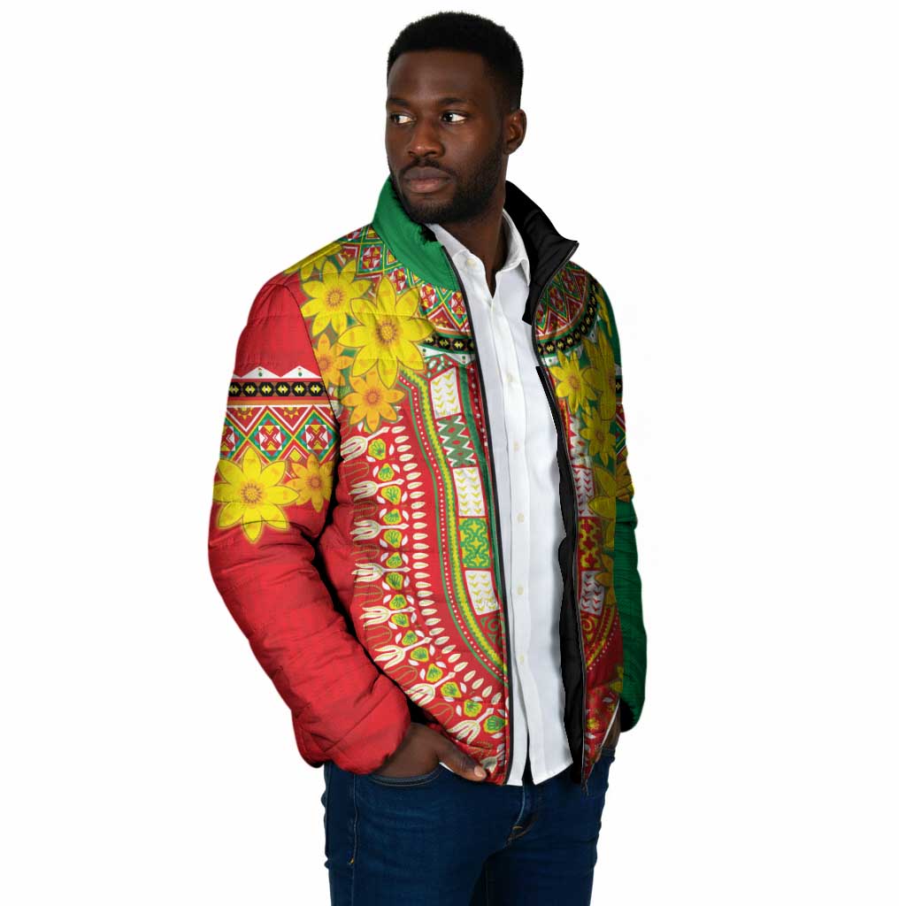 Afro Ethiopian New Year Padded Jacket Enkutatash Adey Abeba Flower Art