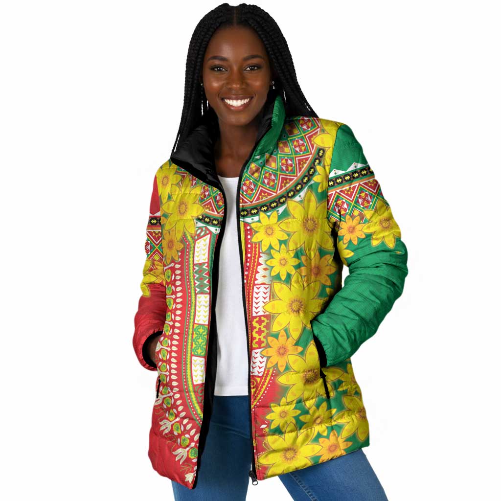 Afro Ethiopian New Year Padded Jacket Enkutatash Adey Abeba Flower Art
