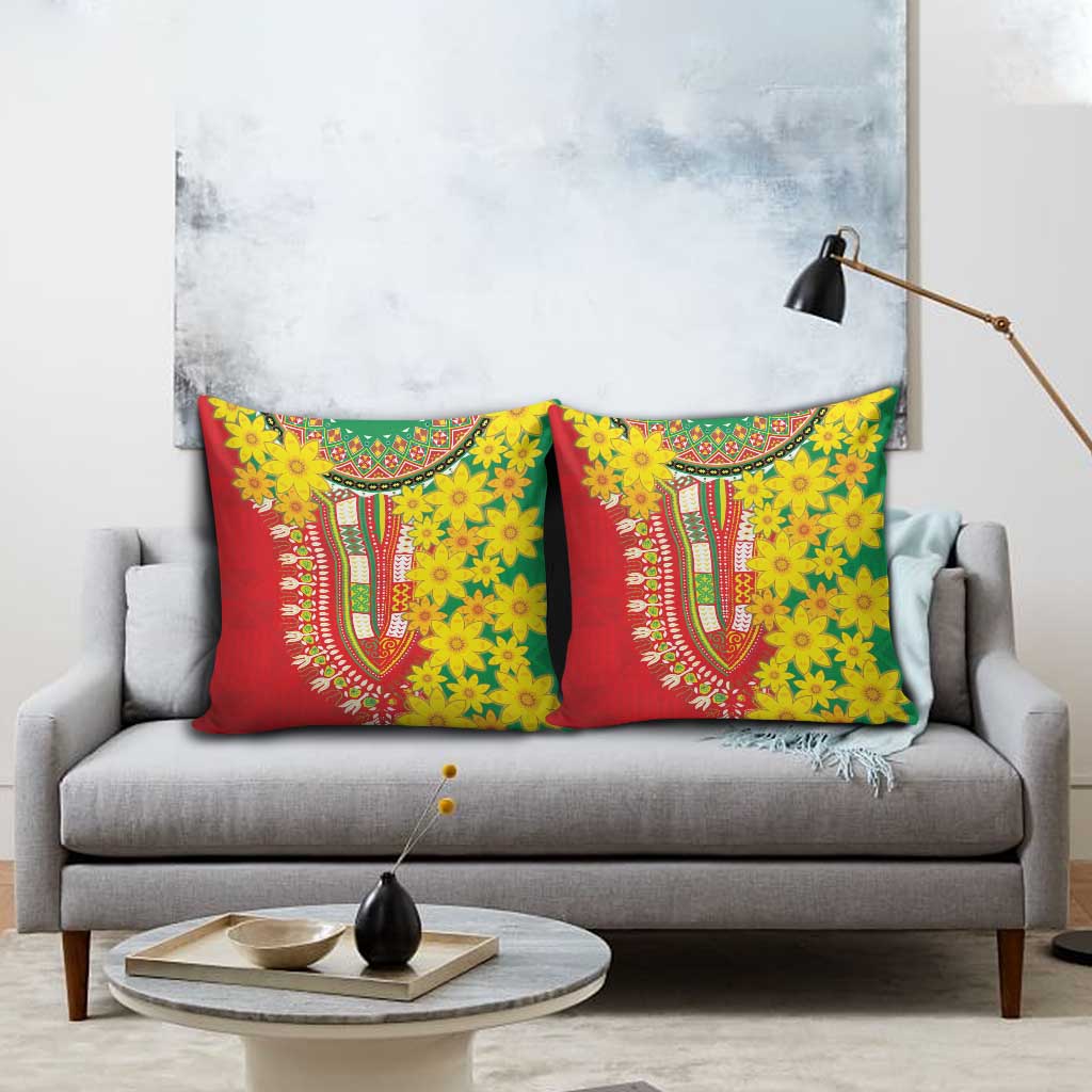 Afro Ethiopian New Year Pillow Cover Enkutatash Adey Abeba Flower Art