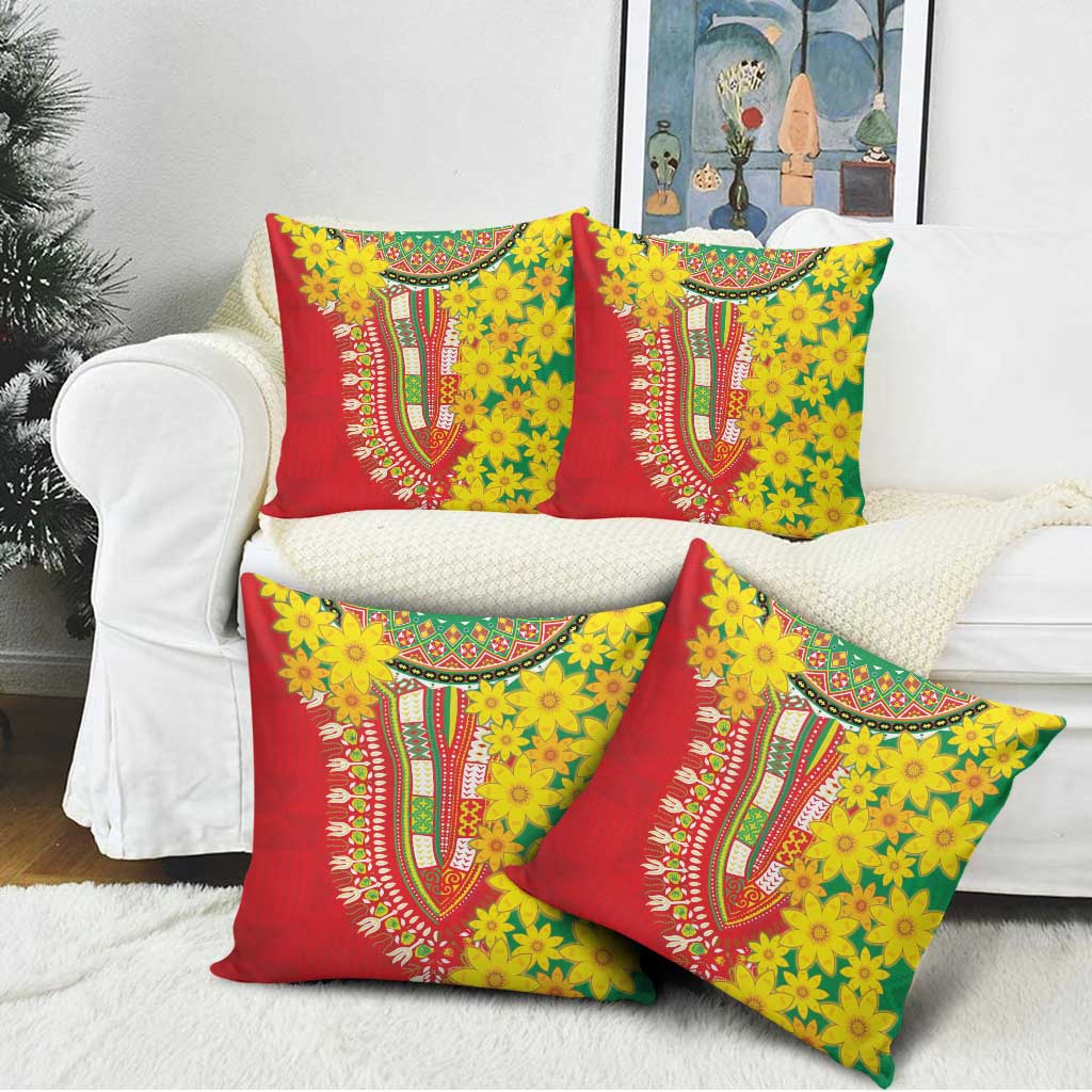 Afro Ethiopian New Year Pillow Cover Enkutatash Adey Abeba Flower Art