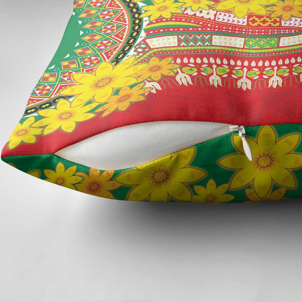 Afro Ethiopian New Year Pillow Cover Enkutatash Adey Abeba Flower Art