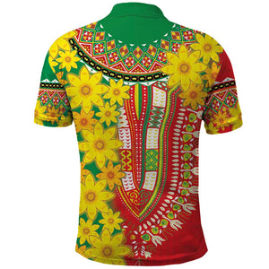 Afro Ethiopian New Year Polo Shirt Enkutatash Adey Abeba Flower Art