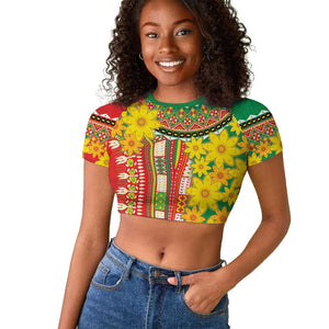 Afro Ethiopian New Year Raglan Cropped T shirt Enkutatash Adey Abeba Flower Art