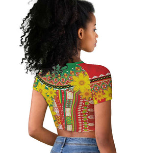 Afro Ethiopian New Year Raglan Cropped T shirt Enkutatash Adey Abeba Flower Art