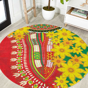 Afro Ethiopian New Year Round Carpet Enkutatash Adey Abeba Flower Art